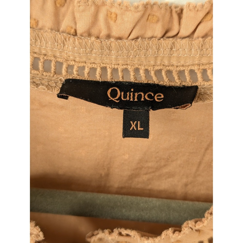 Quince Organic Textured Cotton Peasant Blouse Size XL Orange Ruffle Cottagecore - Picture 6 of 10